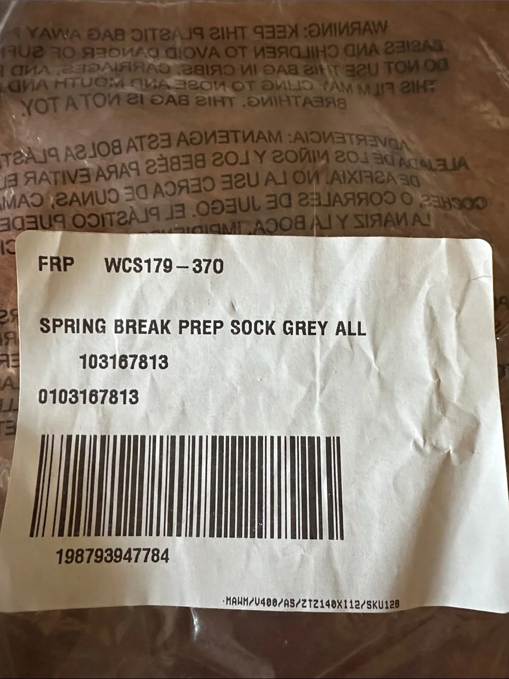 FP Spring Break Prep tube Purplelish Grey & Cream Athletic Tube Socks NWT